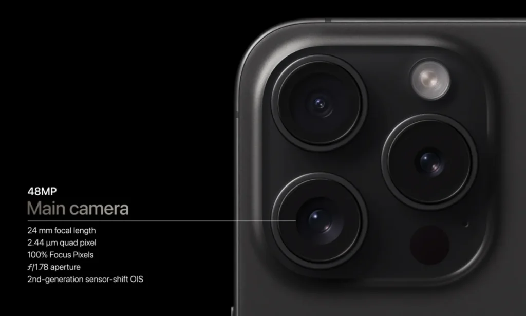 Imagem de módulo de câmeras do IPhone 15 Pro